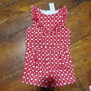 Janie and jack red and white lace romper